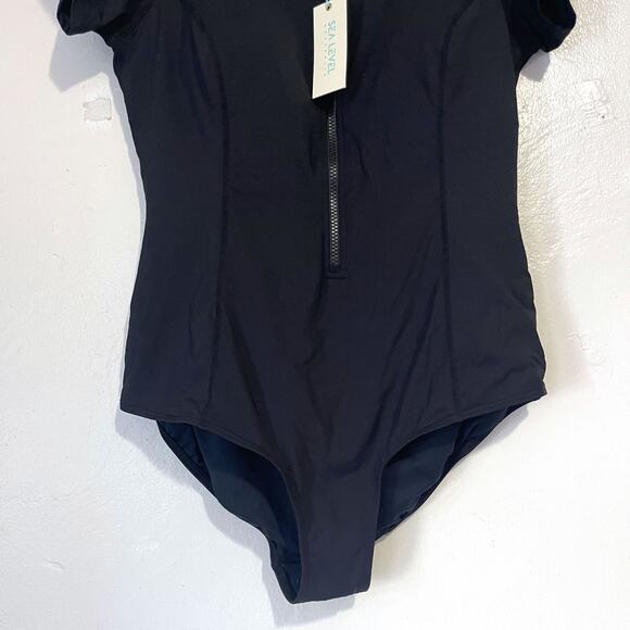 SEA LEVEL AUSTRALIA NWT Essentials Short Sleeve One Piece in Black Size US 12 - Picture 7 of 15